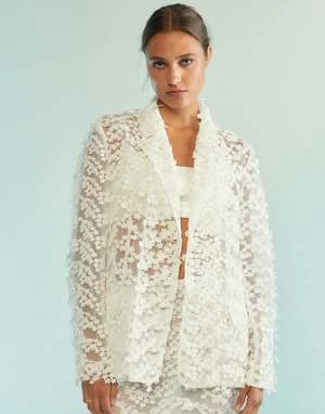 CYNTHIA ROWLEY3D Embroidered Tulle Blazer 2 CYNTHIA ROWLEY3D Embroidered Tulle Blazer - Image 2