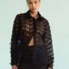 CYNTHIA ROWLEY3D Embroidered Tulle Button Down Shirt