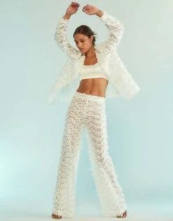 CYNTHIA ROWLEY3D Embroidered Tulle Pants