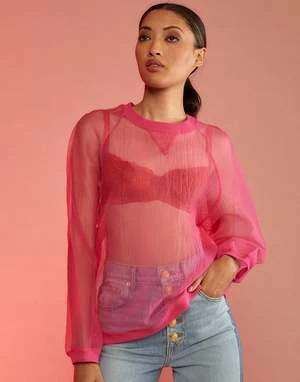 CYNTHIA ROWLEYA Breeze Pullover - Hot Pink 2 CYNTHIA ROWLEYA Breeze Pullover - Hot Pink - Image 2