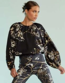 CYNTHIA ROWLEYAlice Silk Blouse - Black/Gold