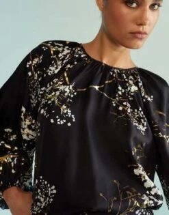 CYNTHIA ROWLEYAlice Silk Blouse - Black/Gold -Cynthia Rowley Shop Alice Silk Blouse 20230925223921 2