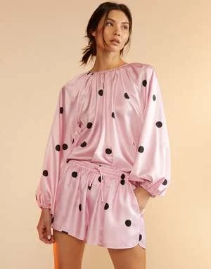 CYNTHIA ROWLEYAlice Silk Shorts - Black/Pink 2 CYNTHIA ROWLEYAlice Silk Shorts - Black/Pink - Image 2