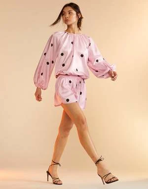 CYNTHIA ROWLEYAlice Silk Shorts - Black/Pink 4 CYNTHIA ROWLEYAlice Silk Shorts - Black/Pink - Image 4