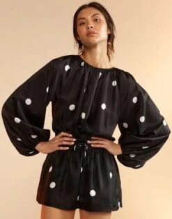 CYNTHIA ROWLEYAlice Silk Shorts - Black/White -Cynthia Rowley Shop Alice Silk Shorts 20230803173606 1