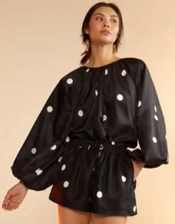 CYNTHIA ROWLEYAlice Silk Shorts - Black/White -Cynthia Rowley Shop Alice Silk Shorts 20230803173606 3