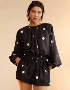 CYNTHIA ROWLEYAlice Silk Shorts - Black/White -Cynthia Rowley Shop Alice Silk Shorts 20230803173606 4