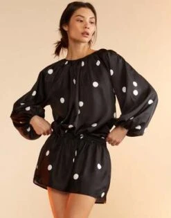 CYNTHIA ROWLEYAlice Silk Shorts - Black/White -Cynthia Rowley Shop Alice Silk Shorts 20230803173607