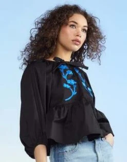 CYNTHIA ROWLEYAnnabelle Cotton Blouse - Black -Cynthia Rowley Shop Annabelle Cotton Blouse 20230222224512 1