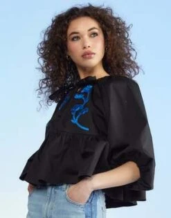 CYNTHIA ROWLEYAnnabelle Cotton Blouse - Black -Cynthia Rowley Shop Annabelle Cotton Blouse 20230222224513 3