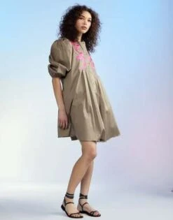 CYNTHIA ROWLEYAnnabelle Cotton Dress - KHAKI