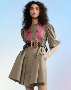 CYNTHIA ROWLEYAnnabelle Cotton Dress - KHAKI -Cynthia Rowley Shop Annabelle Cotton Dress 20230222224520 3