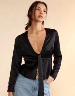 CYNTHIA ROWLEY Jula Silk Blouse -Cynthia Rowley Shop BLACKSILK5