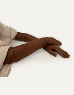 CYNTHIA ROWLEYBea Long Leather Gloves - Brown