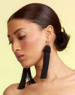 CYNTHIA ROWLEYBeaded Tassel Earring - Black