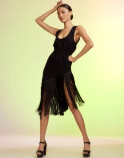 CYNTHIA ROWLEYBebe Fringe Hem Dress
