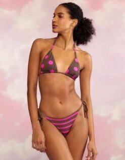 CYNTHIA ROWLEYBecca String Bikini Bottom - Brown/Pink