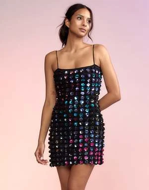 CYNTHIA ROWLEYBella Sequin Applique Dress - Black Multi 5 CYNTHIA ROWLEYBella Sequin Applique Dress - Black Multi - Image 5