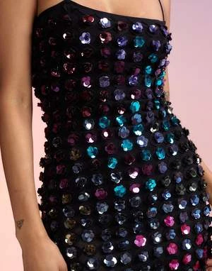 CYNTHIA ROWLEYBella Sequin Applique Dress - Black Multi 8 CYNTHIA ROWLEYBella Sequin Applique Dress - Black Multi - Image 8