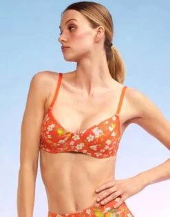 CYNTHIA ROWLEYBlossom Bikini Top - Orange