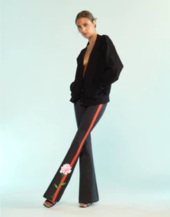 CYNTHIA ROWLEYBonded Fit And Flare Pant - Black/Red -Cynthia Rowley Shop Bonded Fit and Flare Pant 20231009050626 1