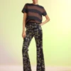 CYNTHIA ROWLEYBonded Fit And Flare Pants - Black Multi