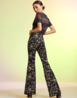 CYNTHIA ROWLEYBonded Fit And Flare Pants - Black Multi -Cynthia Rowley Shop Bonded Fit and Flare Pants 20220817184302 1