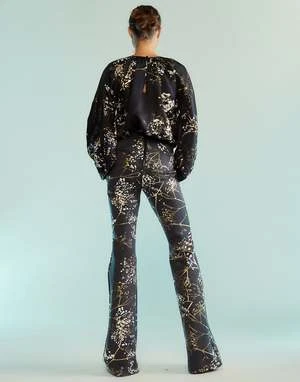 CYNTHIA ROWLEYBonded Fit And Flare Pants - Black/Gold 4 CYNTHIA ROWLEYBonded Fit And Flare Pants - Black/Gold - Image 4