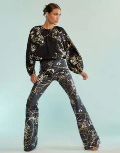 CYNTHIA ROWLEYBonded Fit And Flare Pants - Black/Gold 9 CYNTHIA ROWLEYBonded Fit And Flare Pants - Black/Gold -Cynthia Rowley Shop Bonded Fit and Flare Pants 20230925224008 2