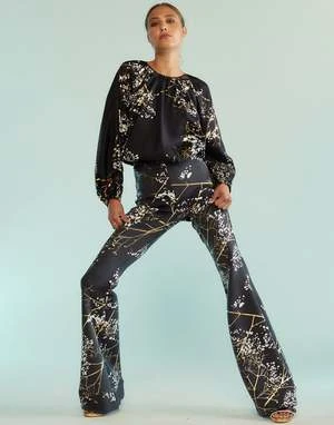 CYNTHIA ROWLEYBonded Fit And Flare Pants - Black/Gold 3 CYNTHIA ROWLEYBonded Fit And Flare Pants - Black/Gold - Image 3