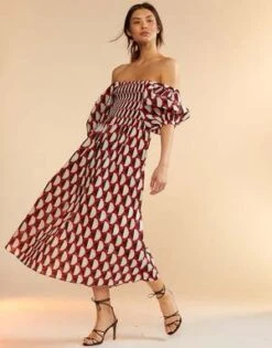 CYNTHIA ROWLEYCaprice Dress - Geo Blue/Red