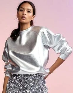 CYNTHIA ROWLEYBonded Pullover - Silver