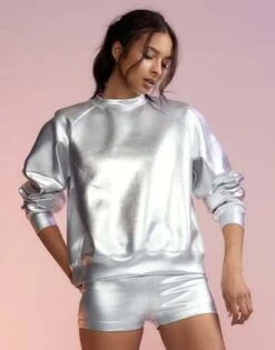 CYNTHIA ROWLEYBonded Pullover - Silver 12 CYNTHIA ROWLEYBonded Pullover - Silver -Cynthia Rowley Shop Chrome Bonded Pullover 20221201233708 3