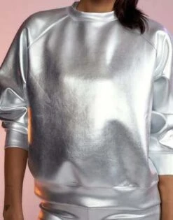 CYNTHIA ROWLEYBonded Pullover - Silver 13 CYNTHIA ROWLEYBonded Pullover - Silver -Cynthia Rowley Shop Chrome Bonded Pullover 20221201233708 4
