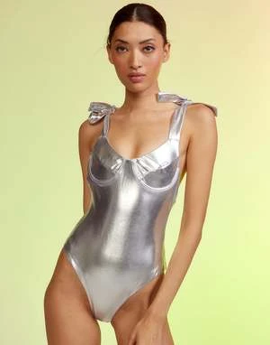 CYNTHIA ROWLEYChrome Swimsuit - SILVR 1 CYNTHIA ROWLEYChrome Swimsuit - SILVR