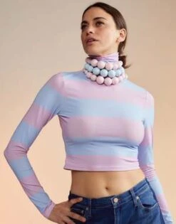 CYNTHIA ROWLEYCropped Striped Turtleneck - Lavender/sky Blue 6 CYNTHIA ROWLEYCropped Striped Turtleneck - Lavender/sky Blue -Cynthia Rowley Shop Cropped Striped Turtleneck 20221209191235 2