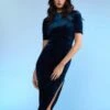 CYNTHIA ROWLEYCrushed Velvet Dress - TEAL