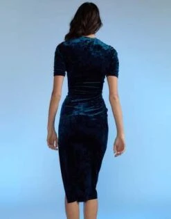 CYNTHIA ROWLEYCrushed Velvet Dress - TEAL -Cynthia Rowley Shop Crushed Velvet Dress 20221229175549 3