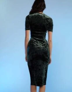 CYNTHIA ROWLEYCrushed Velvet Dress - FRGRN -Cynthia Rowley Shop Crushed Velvet Dress 20221229175554 3