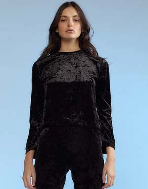 CYNTHIA ROWLEYCrushed Velvet Pullover - Back 3 CYNTHIA ROWLEYCrushed Velvet Pullover - Back - Image 3