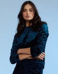 CYNTHIA ROWLEYCrushed Velvet Pullover - TEAL -Cynthia Rowley Shop Crushed Velvet Pullover 20221229175609 1