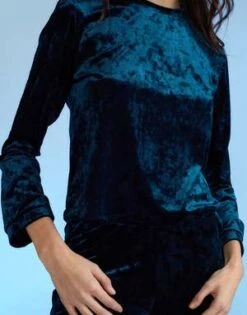 CYNTHIA ROWLEYCrushed Velvet Pullover - TEAL -Cynthia Rowley Shop Crushed Velvet Pullover 20221229175610 2