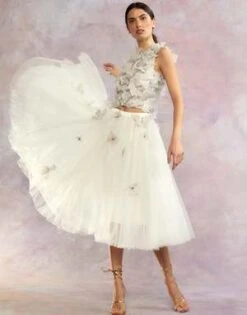 CYNTHIA ROWLEYButterfly Tulle Skirt - White