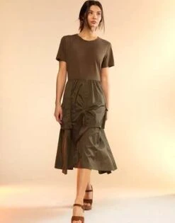 CYNTHIA ROWLEYCargo Combo Tee Dress - Green -Cynthia Rowley Shop Cynthia Rowley Cargo Combo Tee Dress green 20230731234044
