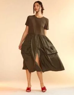 CYNTHIA ROWLEYCargo Combo Tee Dress - Green -Cynthia Rowley Shop Cynthia Rowley Cargo Combo Tee Dress green 20230731234045 1
