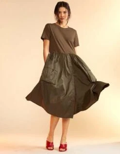 CYNTHIA ROWLEYCargo Combo Tee Dress - Green -Cynthia Rowley Shop Cynthia Rowley Cargo Combo Tee Dress green 20230731234045