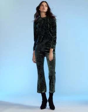 CYNTHIA ROWLEYCrushed Velvet Cropped Pants - FRGRN 1 CYNTHIA ROWLEYCrushed Velvet Cropped Pants - FRGRN