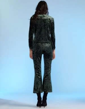 CYNTHIA ROWLEYCrushed Velvet Cropped Pants - FRGRN 4 CYNTHIA ROWLEYCrushed Velvet Cropped Pants - FRGRN - Image 4