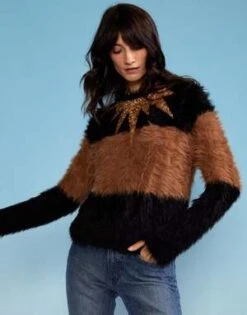 CYNTHIA ROWLEYFuzzy Stripe Sequin Sweater - Black/Brown 12 CYNTHIA ROWLEYFuzzy Stripe Sequin Sweater - Black/Brown -Cynthia Rowley Shop Cynthia Rowley Fuzzy Stripe Sequin Sweater Black Brown 20221028014237 1