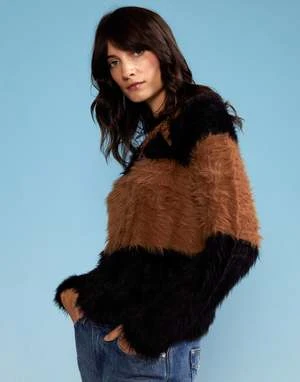 CYNTHIA ROWLEYFuzzy Stripe Sequin Sweater - Black/Brown 7 CYNTHIA ROWLEYFuzzy Stripe Sequin Sweater - Black/Brown - Image 7